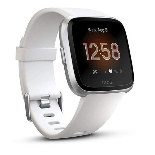 Fitbit Versa Lite Bluetooth 34mm LCD Weiß/Silber S/L Wasserdicht 50m SpO2 Pulsmesser