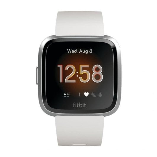 Fitbit Versa Lite Bluetooth 34mm LCD Weiß/Silber S/L Wasserdicht 50m SpO2 Pulsmesser