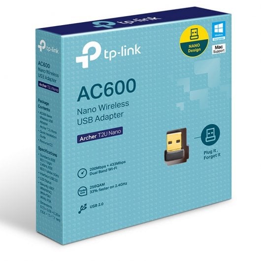 TP-LINK Archer T2U Nano Adaptador WiFi USB Inalámbrico Doble Banda AC600