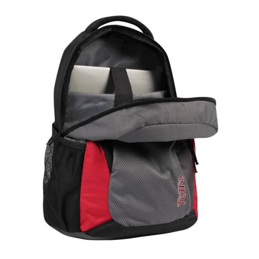 Totto Argon Mochila para Portátil hasta 14" Negro/Gris/Rojo