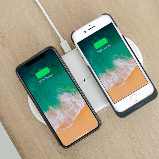 Chargeur sans fil MiniBatt PowerAir Qi pour deux appareils, charge rapide