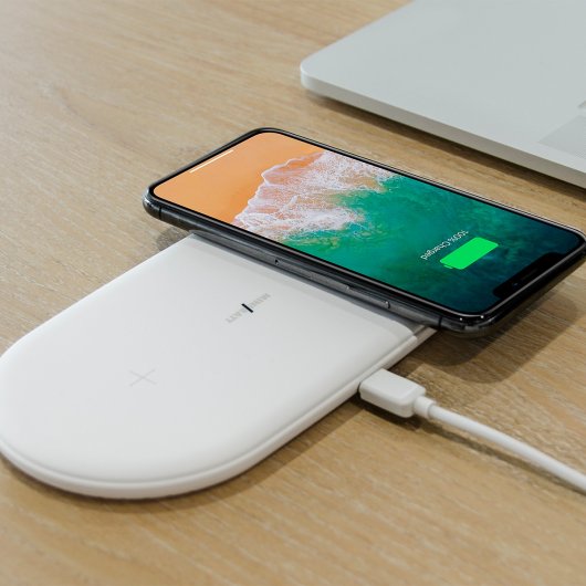Chargeur sans fil MiniBatt PowerAir Qi pour deux appareils, charge rapide
