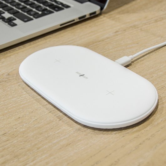Chargeur sans fil MiniBatt PowerAir Qi pour deux appareils, charge rapide