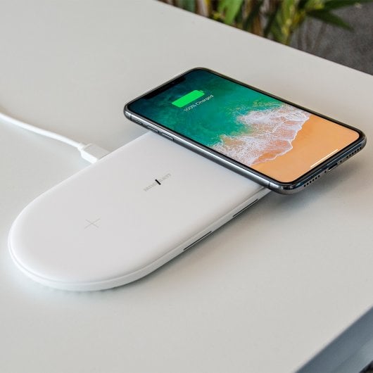 Chargeur sans fil MiniBatt PowerAir Qi pour deux appareils, charge rapide