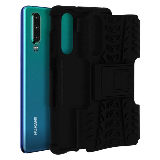Coque Anti-Choc Avizar avec Support Noir pour Huawei P30
