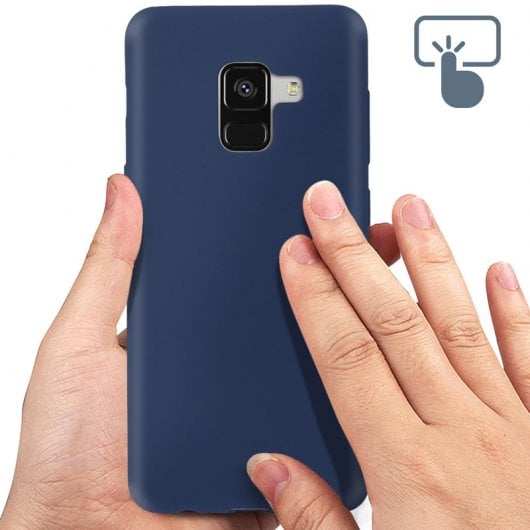Custodia in silicone Forcell Soft Touch blu scuro per Samsung Galaxy A8