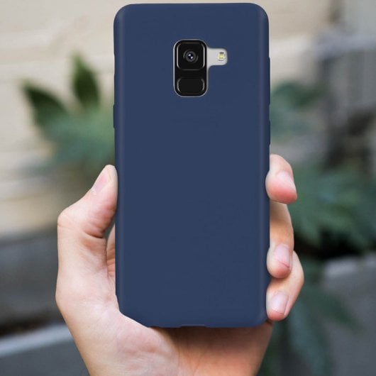 Custodia in silicone Forcell Soft Touch blu scuro per Samsung Galaxy A8