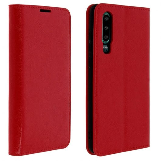 Avizar Capa Carteira de Couro Vermelha para Huawei P30