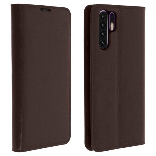 Avizar Capa Carteira de Couro Castanha Escura para Huawei P30 Pro