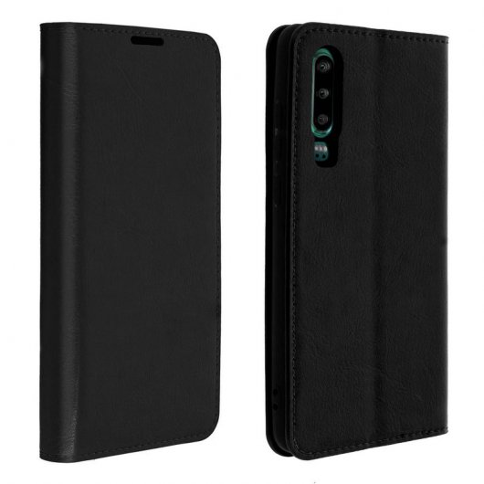 Avizar Capa Carteira de Couro Preta para Huawei P30