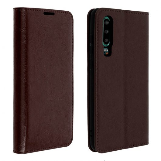 Avizar Capa Carteira de Couro Castanha Escura para Huawei P30
