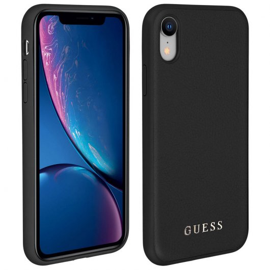 Guess Carcasa Piel Negra para iPhone XR