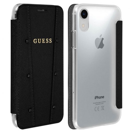 Guess Funda Libro Textil Negra para iPhone XR