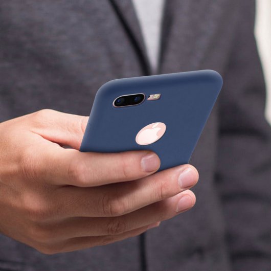 Forcell Soft Touch Funda de Silicona Azul Oscuro para iPhone 7/8 Plus