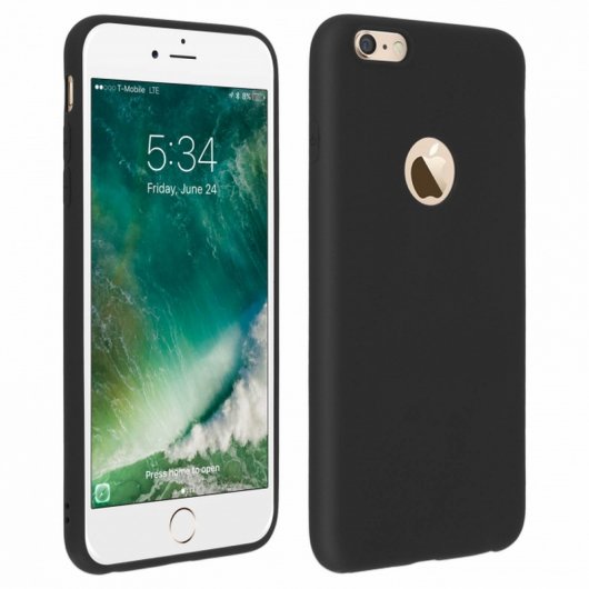 Forcell Soft Touch Funda de Silicona Negra para iPhone 6 Plus / 6S Plus