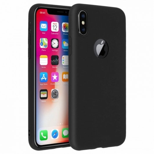 Custodia in silicone nera Soft Touch Forcell per iPhone