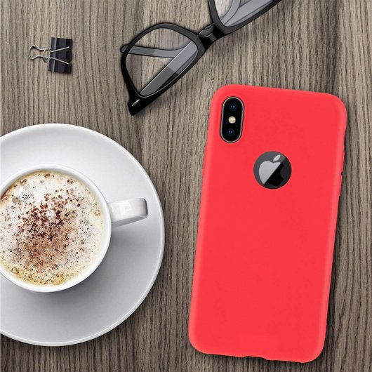 Forcell Soft Touch Funda de Silicona Roja para iPhone X / XS