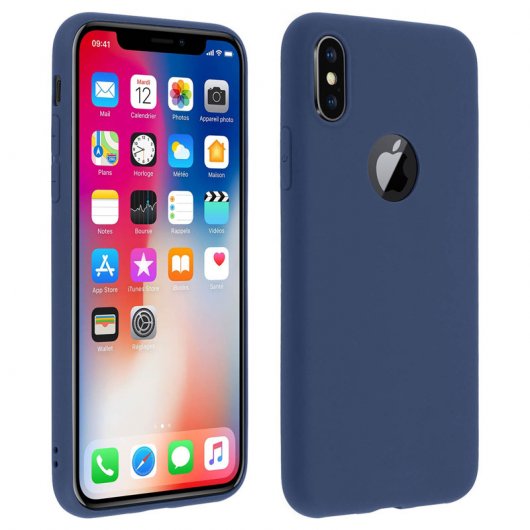 Forcell Soft Touch Funda de Silicona Azul Oscuro para iPhone X / XS