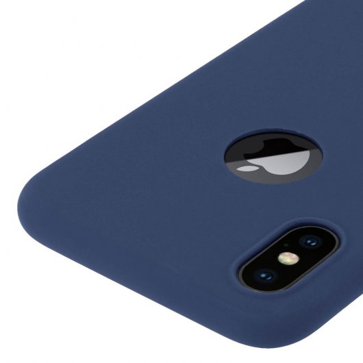 Forcell Soft Touch Funda de Silicona Azul Oscuro para iPhone X / XS