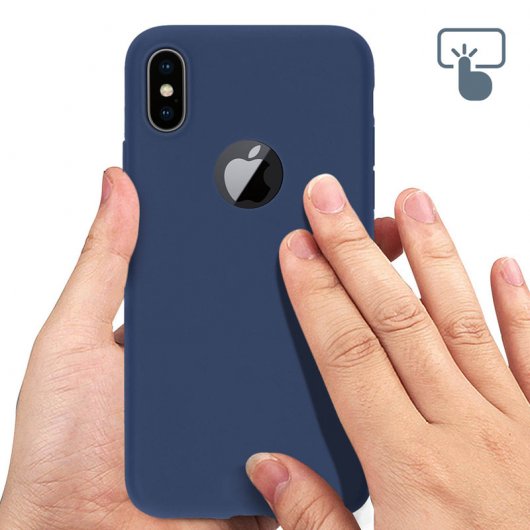 Forcell Soft Touch Funda de Silicona Azul Oscuro para iPhone X / XS
