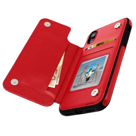 Forcell Wallet Funda Cartera Roja para Apple iPhone XR