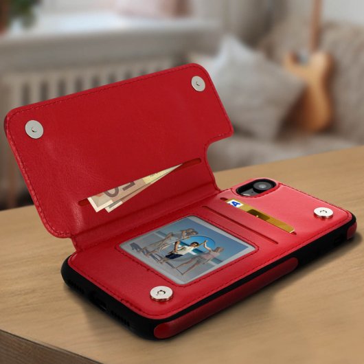 Forcell Wallet Funda Cartera Roja para Apple iPhone XR