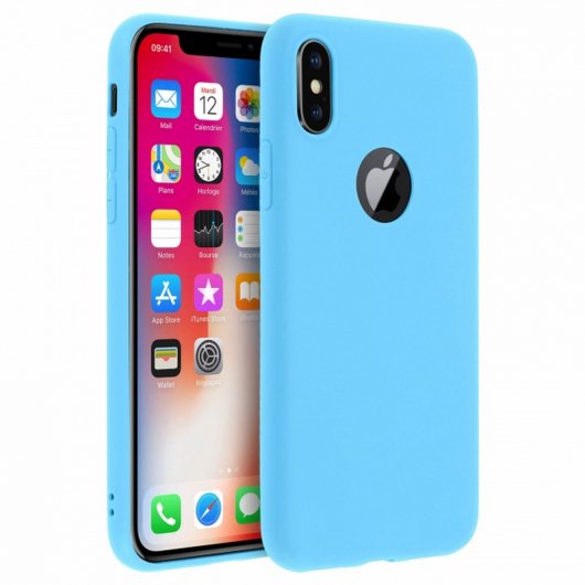 Forcell Soft Touch Funda de Silicona Azul para iPhone X