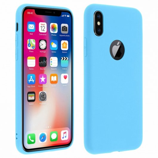 Forcell Soft Touch Funda de Silicona Azul para iPhone X
