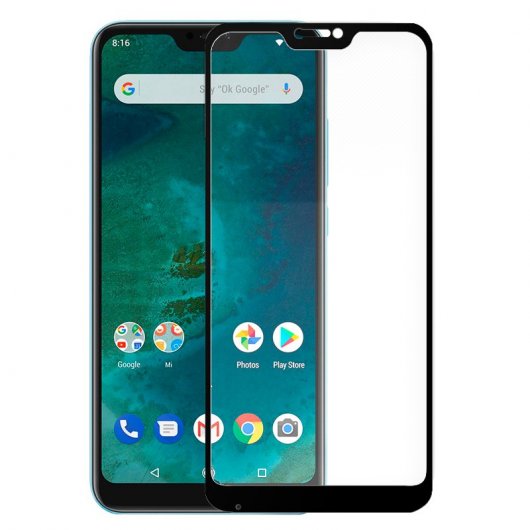 Protector Cristal Templado Negro para Xiaomi Mi A2 Lite/6 Pro