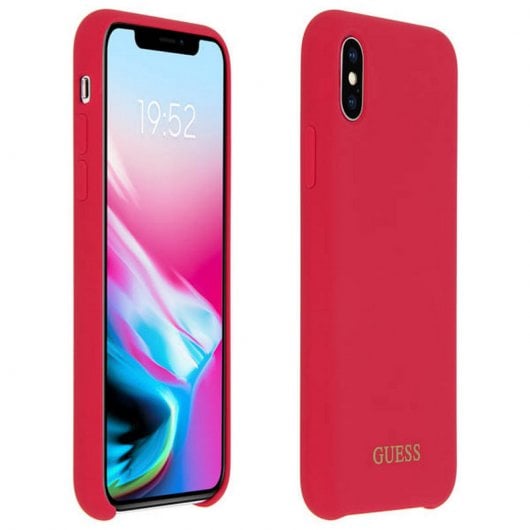 Coque Guess en silicone rouge doux au toucher pour iPhone X/XS