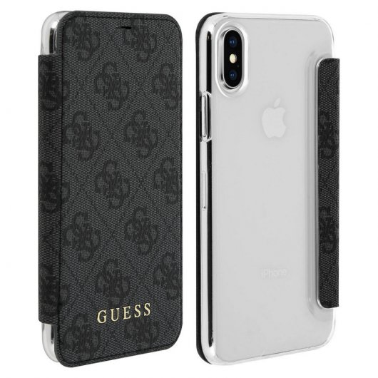 Guess Funda Libro Monograma Negra para iPhone X/XS