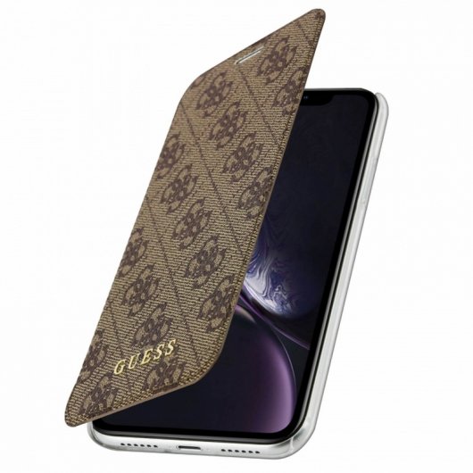 Guess Funda Libro Monograma Marrón para iPhone XR