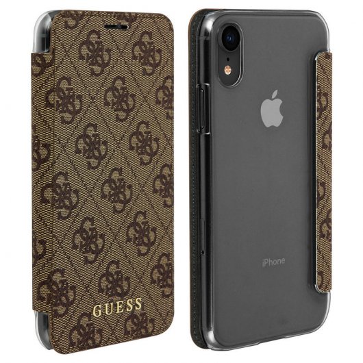 Guess Funda Libro Monograma Marrón para iPhone XR