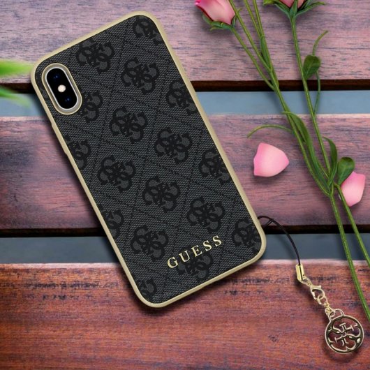 Guess Funda Rígida Monograma Negra para iPhone X/XS