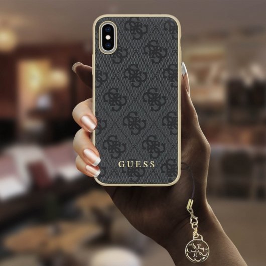 Guess Funda Rígida Monograma Negra para iPhone X/XS