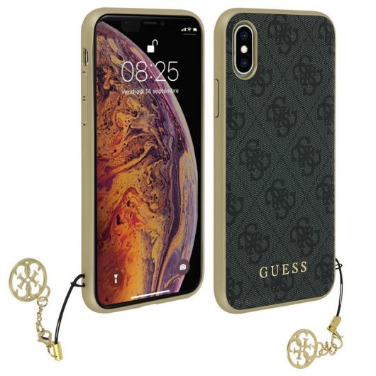 Guess Funda Rígida Monograma Negra para iPhone X/XS