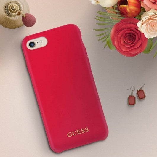 Coque Guess en silicone rouge doux au toucher pour iPhone 7/8