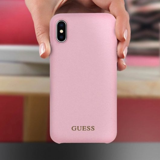 Coque rigide Guess rose pour iPhone XS Max