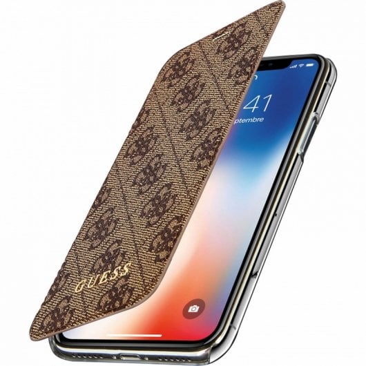 Guess Funda Libro Monograma Marrón para iPhone X/XS