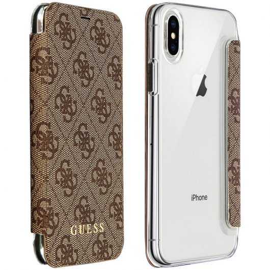 Guess Funda Libro Monograma Marrón para iPhone X/XS