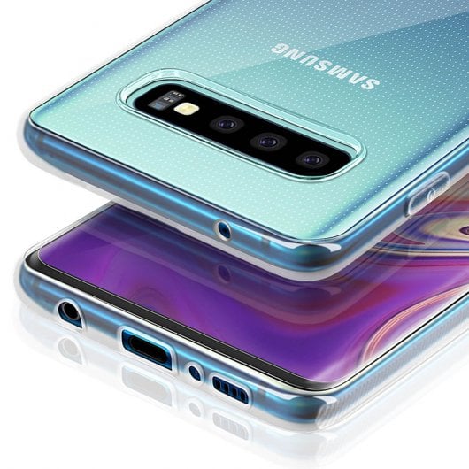 Custodia in silicone trasparente Avizar + protezione flessibile in lattice per Samsung Galaxy S10