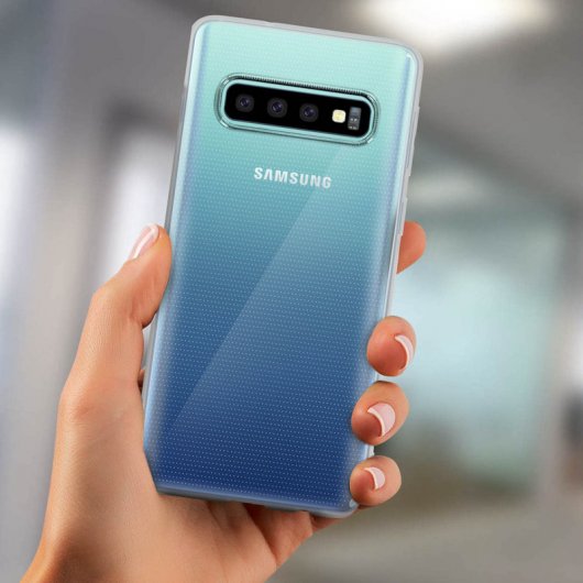 Custodia in silicone trasparente Avizar + protezione flessibile in lattice per Samsung Galaxy S10