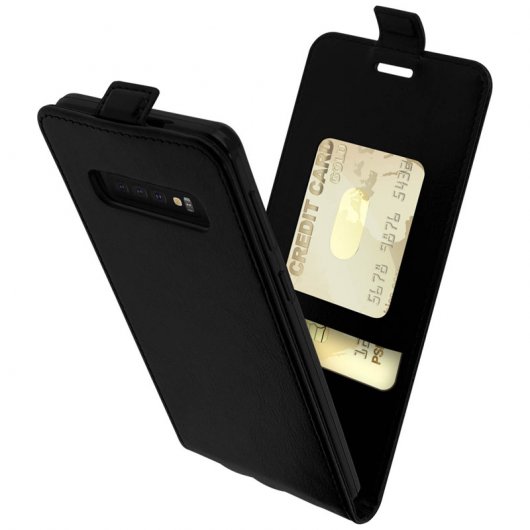 Avizar Funda Billetera con Tapa Vertical Negra para Samsung Galaxy S10