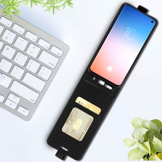 Avizar Funda Billetera con Tapa Vertical Negra para Samsung Galaxy S10