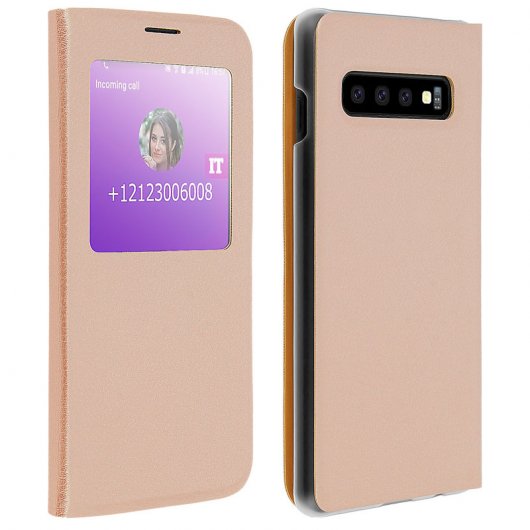 Avizar Capa Livro com Janela Dourada para Samsung Galaxy S10