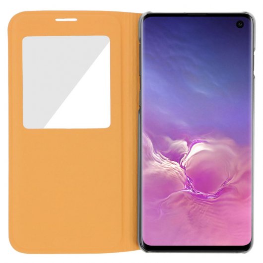 Avizar Capa Livro com Janela Dourada para Samsung Galaxy S10