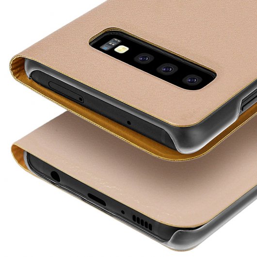 Avizar Capa Livro com Janela Dourada para Samsung Galaxy S10