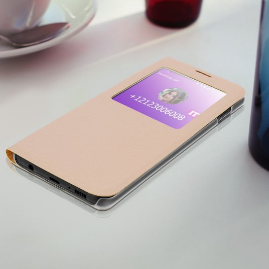 Avizar Capa Livro com Janela Dourada para Samsung Galaxy S10