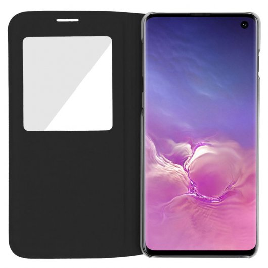 Avizar Book Case avec fenêtre noire pour Samsung Galaxy S10