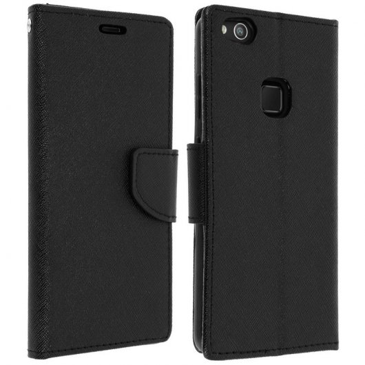 Avizar Fancy Style Funda Libro Negra para Huawei P10 Lite